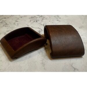 Vintage Sculptural Wood Bandsaw Jewelry Box - MCM Artisan Trinket Box - Walnut